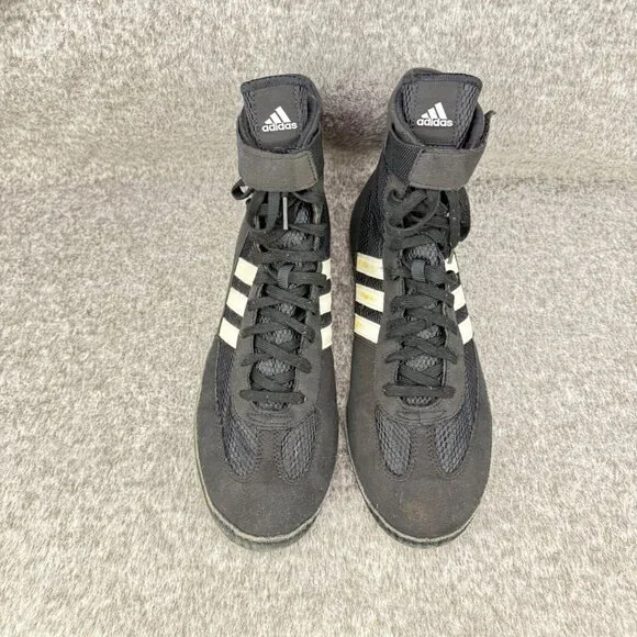 ✅ Mens 10.5 Adidas Wrestling High Top Athletic Shoes/Sneaker Black White Mesh - Picture 6 of 13